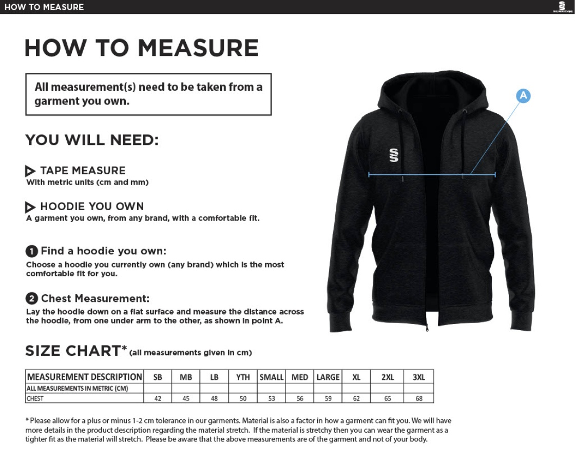 Kirkby in furness CC - Dual Hoody - Size Guide