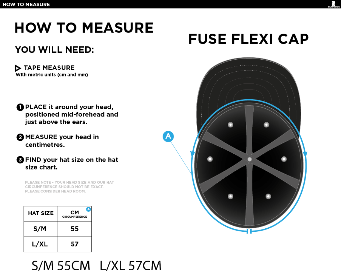 KIRKBY IN FURNESS CC Fuse Flexi Cap - Navy - Size Guide