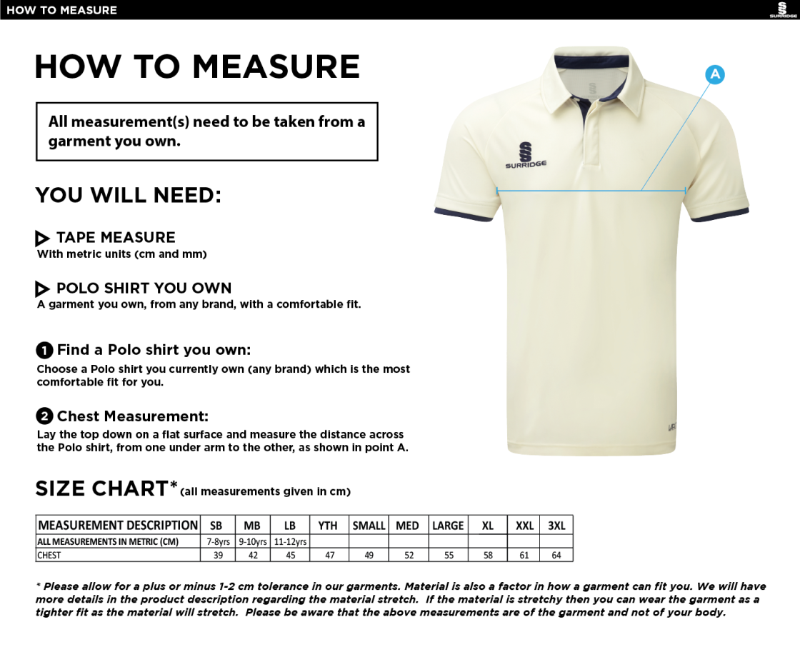 Kirkby In Furness - Ergo S/S Shirt - Size Guide