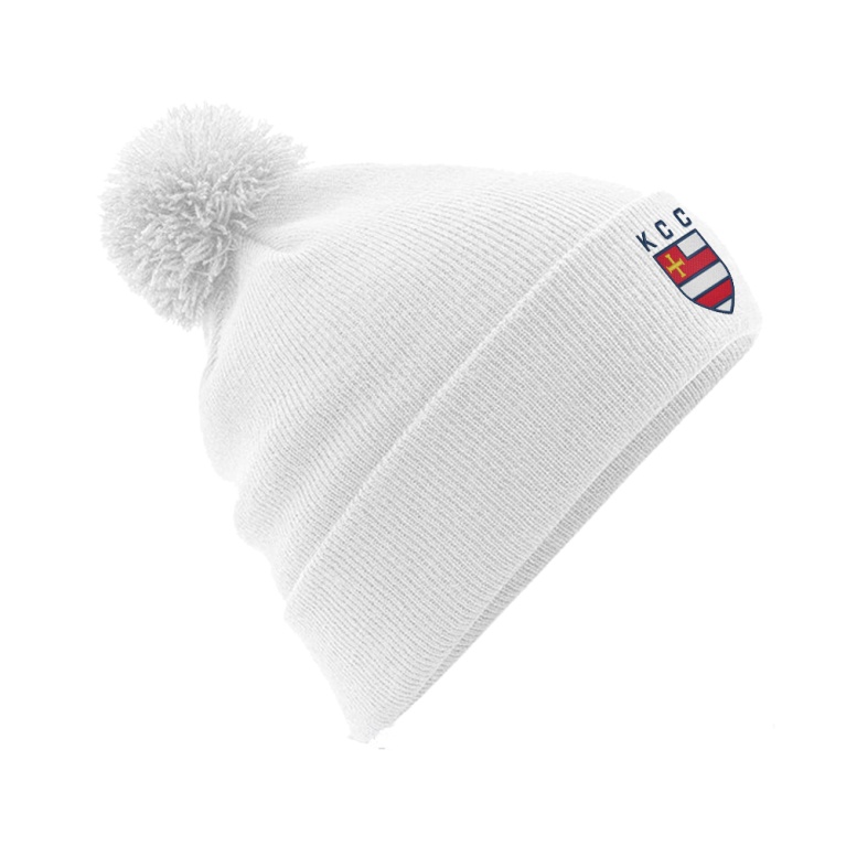 KIRKBY IN FURNESS CC Original Pom Pom Beanie : White